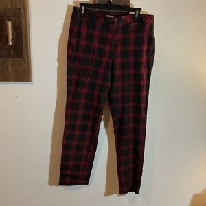 J Jill Women’s Red and Black Plaid Pants